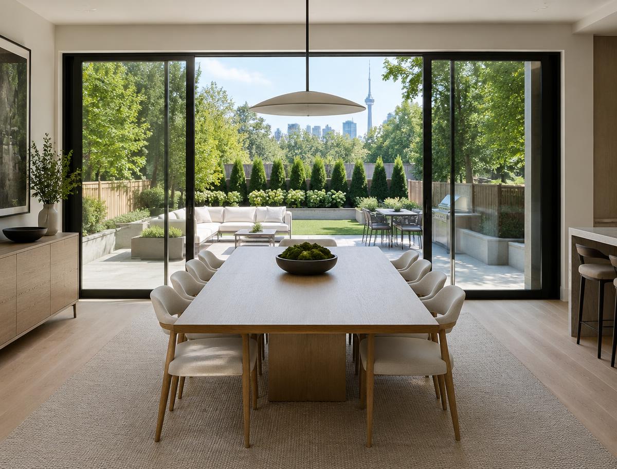 Patio door in a dining space